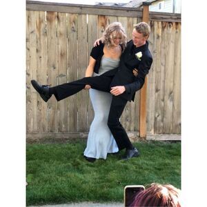 Windsor Sparkling Prom/Homecoming Long Formal Strapless Light Blue M Dress